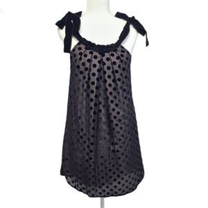 Eva Franco Women's Retro Poka dot Silk Blend/Velvet Mini Evening Dress Size 4